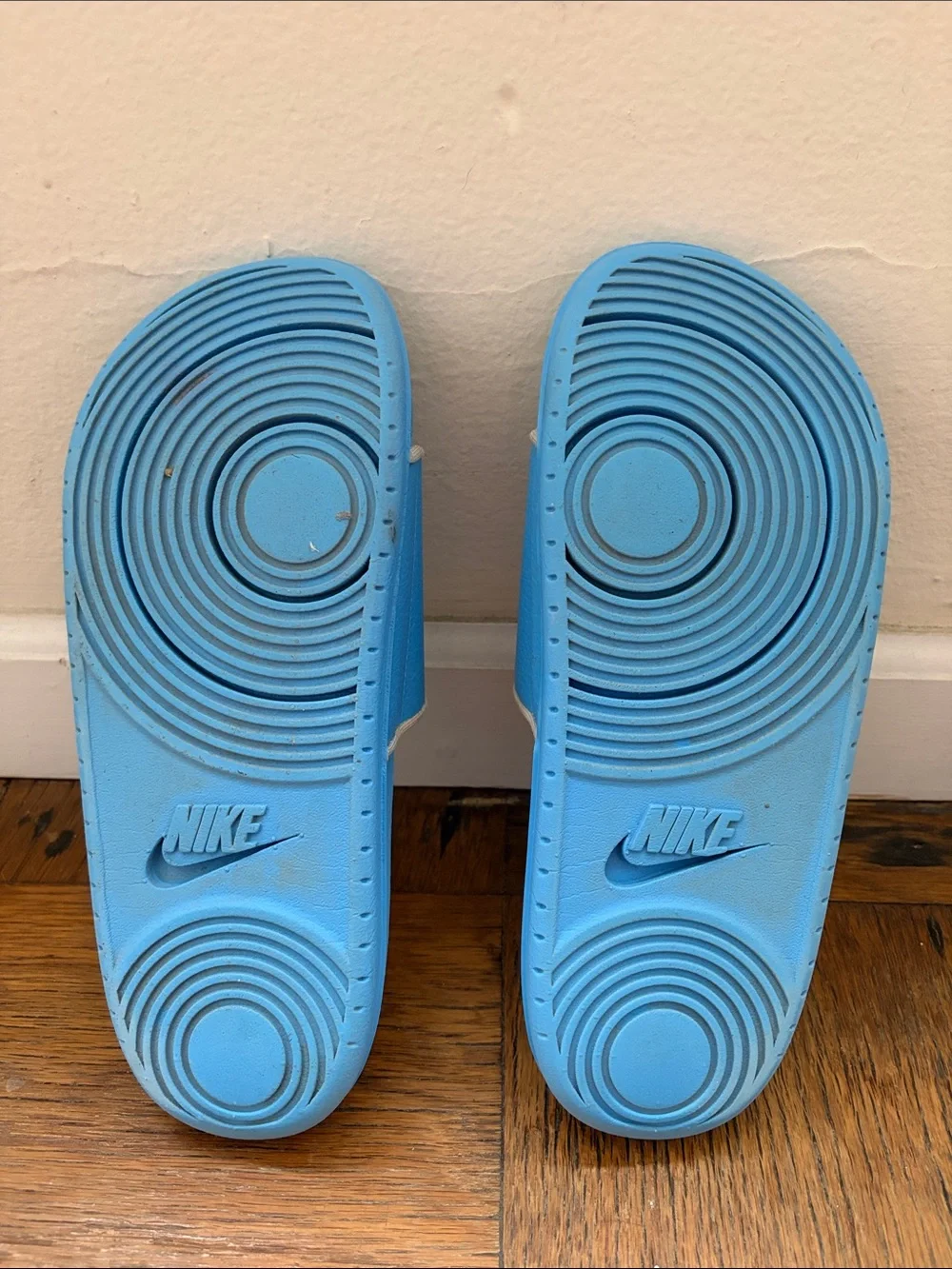 Nike Men’s Light Blue Slide Sandals with White NIKE Logo